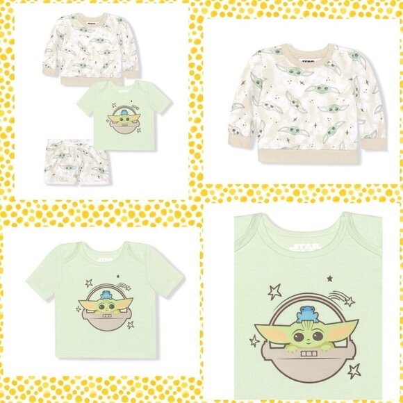 STAR Wars Baby Yoda 3 Piece Baby Pajama Set 24 Months Green - Picture 1 of 1